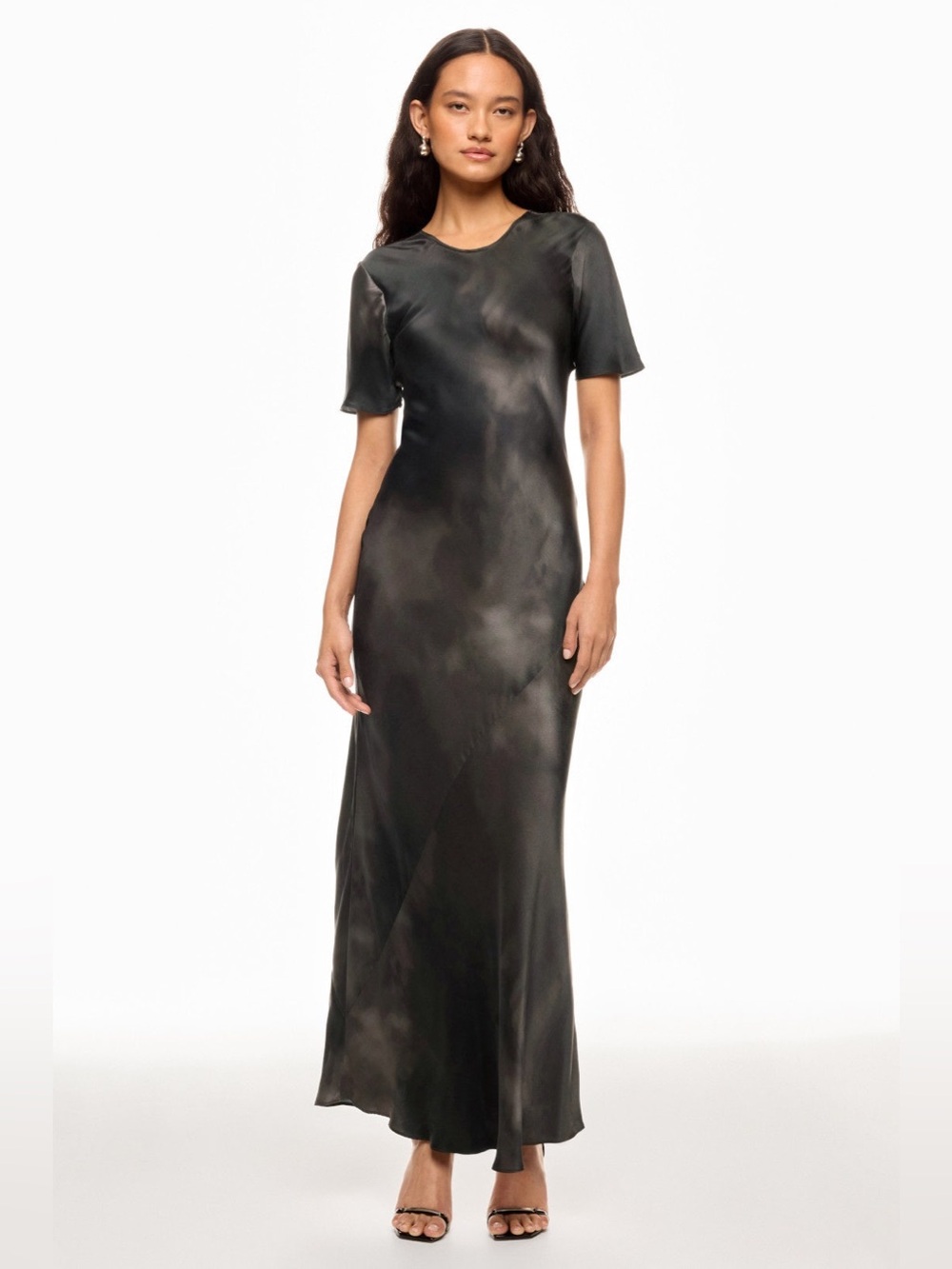 Silk Laundry Short Sleeve Bias Dress